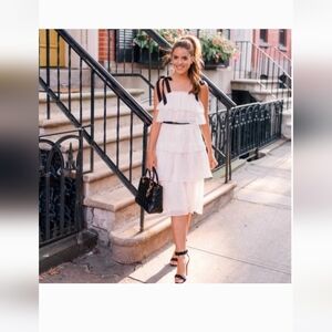 NWT Swiss Dot Layered Dress with Black shoulder ties